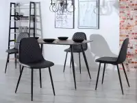 Krzesło z ekoskóry do jadalni pikowane SKAL czarne - w aranzacji ze stołem ONEKA