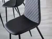 Krzesło z ekoskóry do jadalni pikowane SKAL czarne - wygodne siedzisko