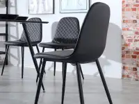 Krzesło z ekoskóry do jadalni pikowane SKAL czarne - tył oparcia