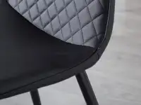 Krzesło z ekoskóry do jadalni pikowane SKAL czarne - detale