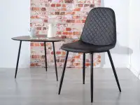 Krzesło z ekoskóry do jadalni pikowane SKAL czarne