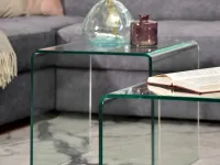 Designrski szklany komplet stolików ze szkła giętego DUO - charakterystyczne detale
