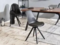 Krzesło stołowe do kuchni LUIS ROT czarno-czarne - linia krzesła