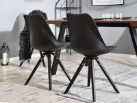 Krzesło stołowe do kuchni LUIS ROT czarno-czarne - tył krzesła