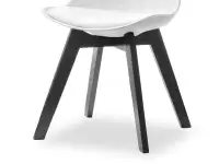 Nowoczesne krzesło kuchenne LUIS WOOD biało-czarne - drewniana podstawa