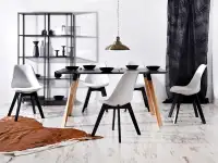 Nowoczesne krzesło kuchenne LUIS WOOD biało-czarne - w aranżacji