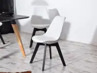 Nowoczesne krzesło kuchenne LUIS WOOD biało-czarne - linia modelu