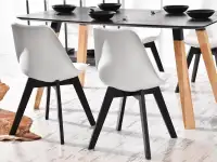 Nowoczesne krzesło kuchenne LUIS WOOD biało-czarne - tył krzesła