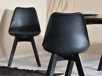 Krzesło z oparciem LUIS WOOD czarno-czarne - tył