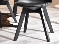 Krzesło z oparciem LUIS WOOD czarno-czarne - czarna noga