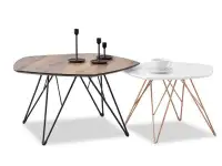 Nowoczesny komplet stolików PENTA XL orzech + PENTA S biała