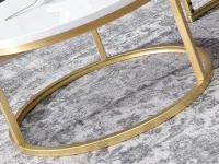 Zestaw stolików glamour KODIA BIAŁY na złotej nodze ze stali - nowoczeny wygląd podstawy