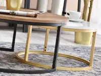 Komplet stolików KODIA XL/S ORZECH-CZARNY + BIAŁO-ZŁOTY - czarna i złota podstawa