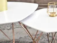 Komplet dwóch stolików glam PENTA BIAŁY POŁYSK + MIEDŹ - połączone stoliki