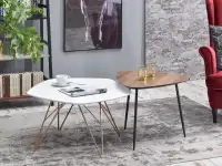 Komplet stolików PENTA XL BIAŁY-MIEDŹ + ROSIN S ORZECH
