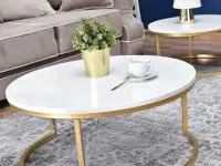 Okrągły stolik kawowy glam KODIA XL BIAŁY POŁYSK+ZŁOTY - charakterystyczne detale