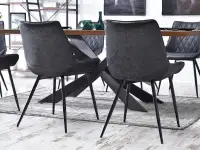 Krzesło ADEL CZARNY ANTIC z przeszywanej tkaniny vintage - tył siedzisk