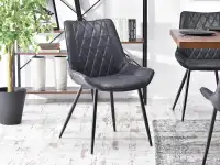 Krzesło ADEL CZARNY ANTIC z przeszywanej tkaniny vintage - nowoczesna forma