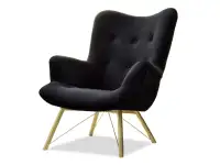 Produkt: Fotel dalton czarny welur, podstawa złoty