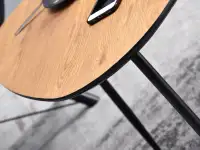 Stolik kawowy ROSIN XL DĄB na czarnych metalowych nogach - zaokrąglone rogi