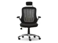 Fotel biurowy LUPO czarna tkanina mesh + srebrne tworzywo - przód