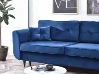 Sofa welurowa BLINK GRANATOWA rozkładana z poduchami - nowoczesna bryła