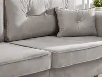 Sofa rozkładana BLINK SZARA welurowa na bukowych nóżkach - komfortowe siedzisko