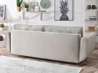 Sofa rozkładana BLINK SZARA welurowa na bukowych nóżkach - tył kanapy
