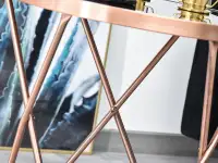 Wysoki stolik AMIN S MIEDZIANY z metalu i czarnego szkła - metalowa podstawa