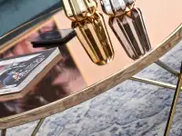 Okrągła ława AMIN XL glamour złoto + brązowe szkło - stylowy blat