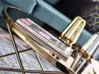 Okrągła ława AMIN XL glamour złoto + brązowe szkło - złote dodatki