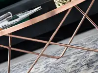 Okrągły stolik kawowy AMIN XL MIEDZIANY z metalu i szkła - miedziana kolorystyka podstawy