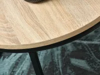 Okrągły stolik KODIA XL SONOMA na czarnej nodze ze stali - imitacja słojów