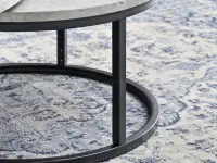 Komplet okrągłych stolików KODIA S+XL BETON + CZARNY - metalowa noga