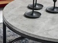 Komplet okrągłych stolików KODIA S+XL BETON + CZARNY - imitacja betonu