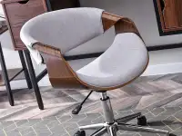 Drewniany fotel na kółkach konferencyjny RAPID ORZECH+SZARY - komfortowe siedzisko