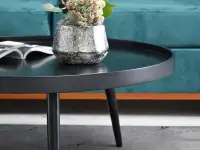 Duży stolik do kawy LAVIN XL CZARNY okrągły do salonu loft - nowoczesna forma