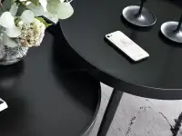 Zestaw okrągłych stolików LAVIN CZARNY S+XL do salonu - solidne wykończenia