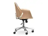 Fotel biurowy drewniany ENRIC DĄB z szarą tkaniną cowboy - profil