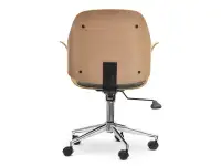 Fotel biurowy drewniany ENRIC DĄB z szarą tkaniną cowboy - tył