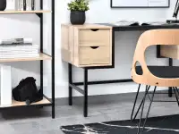 Eleganckie biurko LOFT CZARNE - SONOMA z dużym blatem - nowoczesny design