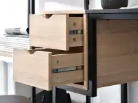 Eleganckie biurko LOFT CZARNE - SONOMA z dużym blatem - szuflady na prowadnicach