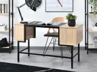 Eleganckie biurko LOFT CZARNE - SONOMA z dużym blatem - starannie wykonany tył biurka