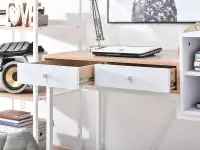 Skandynawskie biurko IVAR BIAŁE I SONOMA z szufladami i półkami - stylowe szuflady