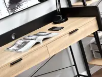 Nowoczesne biurko z szufladami HAGA CZARNE - SONOMA - stylowy kolor sonomy