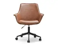 Fotel skórzany OMAR BRĄZ w stylu vintage na kółkach do biura - przód