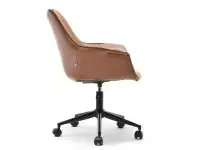 Fotel skórzany OMAR BRĄZ w stylu vintage na kółkach do biura -bok
