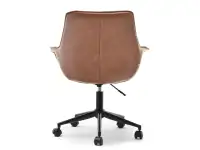 Fotel skórzany OMAR BRĄZ w stylu vintage na kółkach do biura - tył