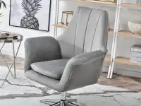 Fotel obrotowy KING SZARY glamour na NODZE CHROM - komfortowe siedzisko