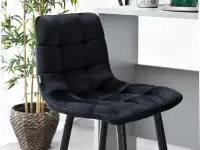 Krzesło barowe NEVA CZARNE welurowe z pikowaniem - nowoczesna forma